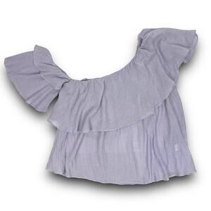 Do + Be Off Shoulder Cropped Ruffle Blouse Lavender Top Spring Summer Size Small